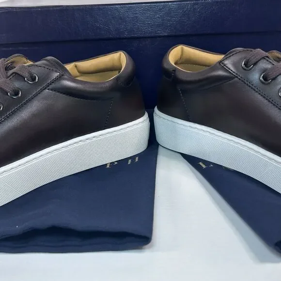 Ralph Lauren Purple Label Severn Sneaker Shoe Mens 7D BROWN Calf Leather - Picture 3 of 9